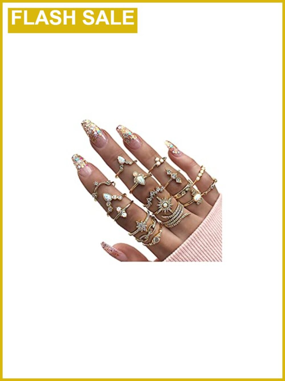Boho Stackable Knuckle Ring Set 17 Piece Alloy Snake Midi Rings for Women